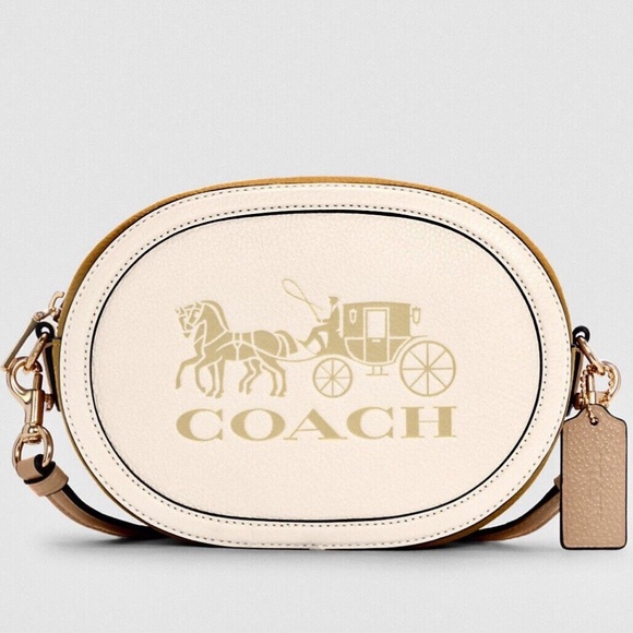 Coach Colorblock Camera Bag With Horse And Carriage - Chalk /Vanilla Cream New - Picture 6 of 14